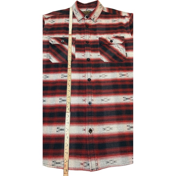 Burton Mens Flannel Shirt L Red Black Aztec Button Down Long Sleeve Snowboarding - Picture 10 of 10